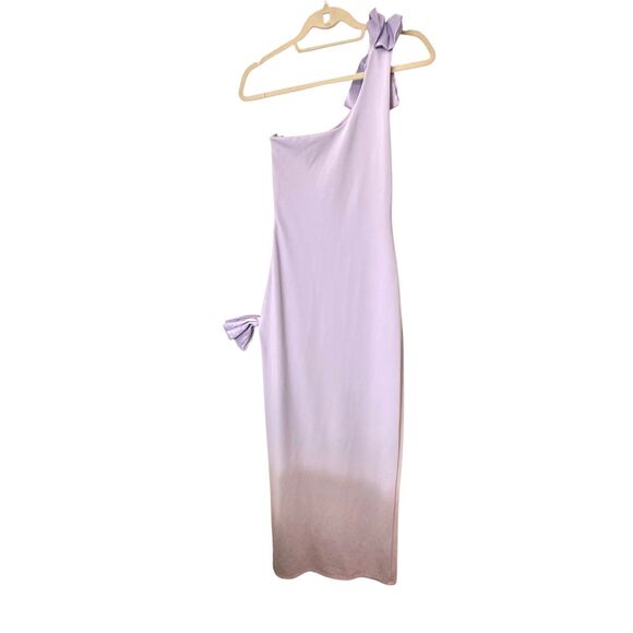 MESHKI Hallie One Shoulder Bow Maxi Dress Lilac Purple X-Small - Picture 4 of 7